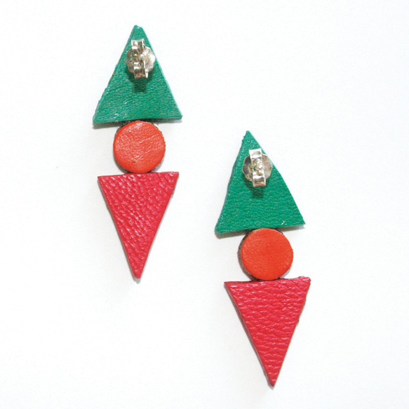 Sonniewing Geometric Leather Earrings（925スターリングシルバーイヤリング） 2枚目の画像