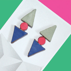 Sonniewing Geometric Leather Earrings（925スターリングシルバーイヤリング） 1枚目の画像