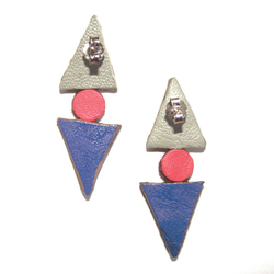 Sonniewing Geometric Leather Earrings（925スターリングシルバーイヤリング） 2枚目の画像