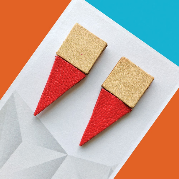 Sonniewing Geometric Leather Earrings Adjustable Angle（925スターリング 1枚目の画像