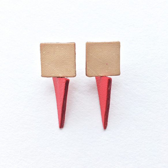 Sonniewing Geometric Leather Earrings Adjustable Angle（925スターリング 2枚目の画像