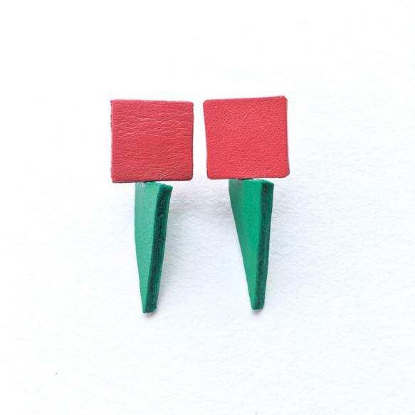 Sonniewing Geometric Leather Earrings Adjustable Angle（925スターリング 2枚目の画像