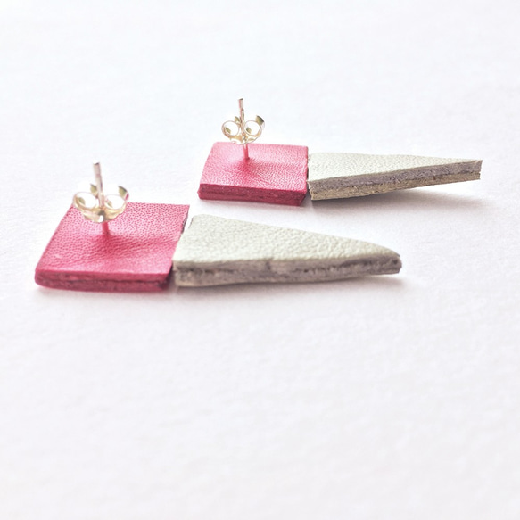 Sonniewing Geometric Leather Earrings Adjustable Angle（925スターリング 2枚目の画像