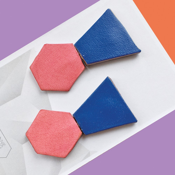 Sonniewing Geometric Leather Earrings Adjustable Angle（925スターリング 1枚目の画像