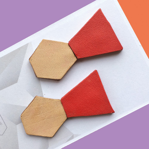 Sonniewing Geometric Leather Earrings Adjustable Angle（925スターリング 1枚目の画像