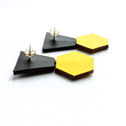 Sonniewing Geometric Leather Earrings Adjustable Angle（925スターリング 3枚目の画像