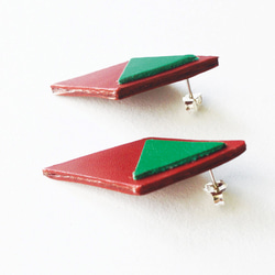 Sonniewing Diamond Shaped Leather Earrings（925スターリングシルバーイヤリング） 3枚目の画像