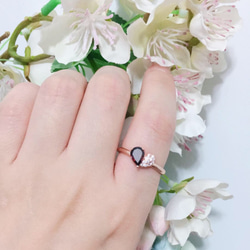 【節日限定 戒指系列】天然石榴石 心型玫瑰金戒指 第1張的照片