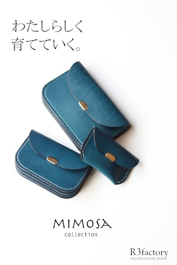ガバッと開くカードケース『mimosa card case』ブルー 7枚目の画像