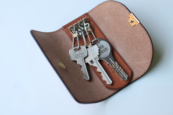 ３連キーケース『mimosa key case』サドルレザーキャメル 8枚目の画像