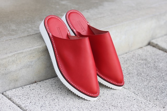 leather slippers sandals  レッド×S size／スリッパ,サンダル,レザー,ビブラム