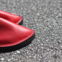 leather slippers sandals  レッド×ネイビー×Lsize／スリッパ,サンダル,レザー,ビブラム 10枚目の画像