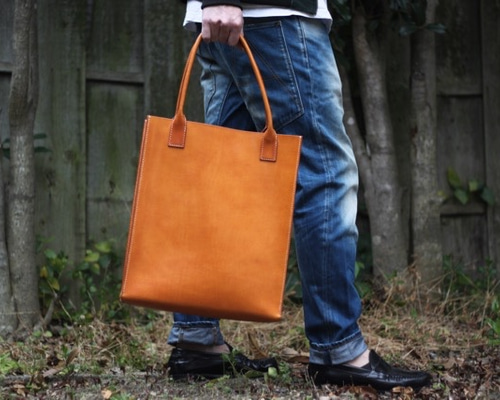 Original - ハンドメイド トートバック ヌメ本革 クリーマー