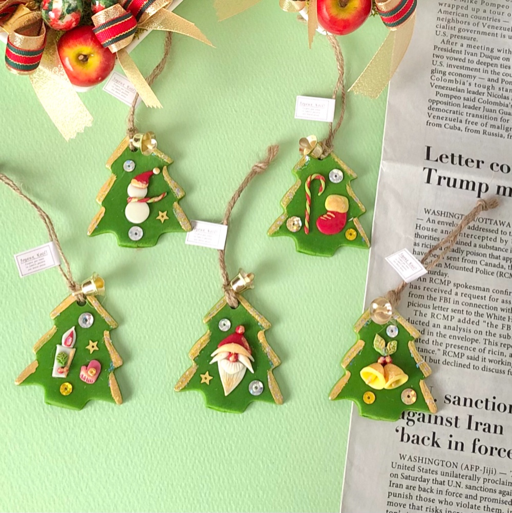 クレイフラワー♡クリスマスツリーとスノーマン♡ハンドメイド