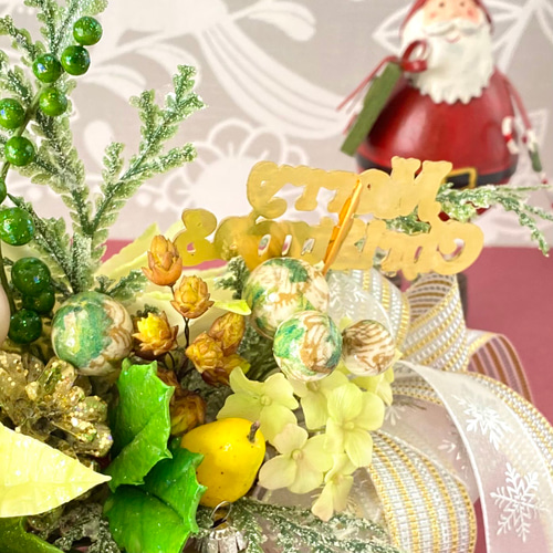 メイ　　クリスマスプレゼント アートフラワー Happy Smile05 花 フラワーアレンジメント 生花 クリスマス