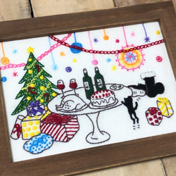 クリスマスディナー壁掛け（刺繍） 1枚目の画像