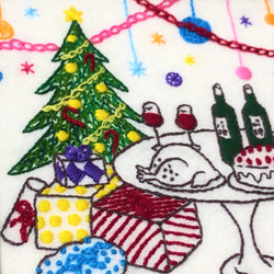 クリスマスディナー壁掛け（刺繍） 3枚目の画像