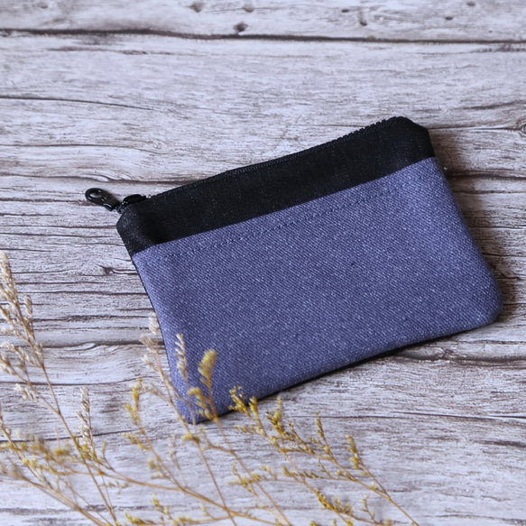棉布零錢包 // 黑與紫 第1張的照片