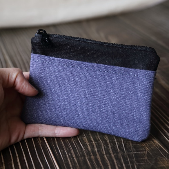 棉布零錢包 // 黑與紫 第4張的照片