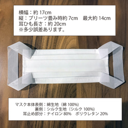 【在庫のみ終了】布マスク　スモールサイズ　綿×シルク　プリーツ型 2枚目の画像