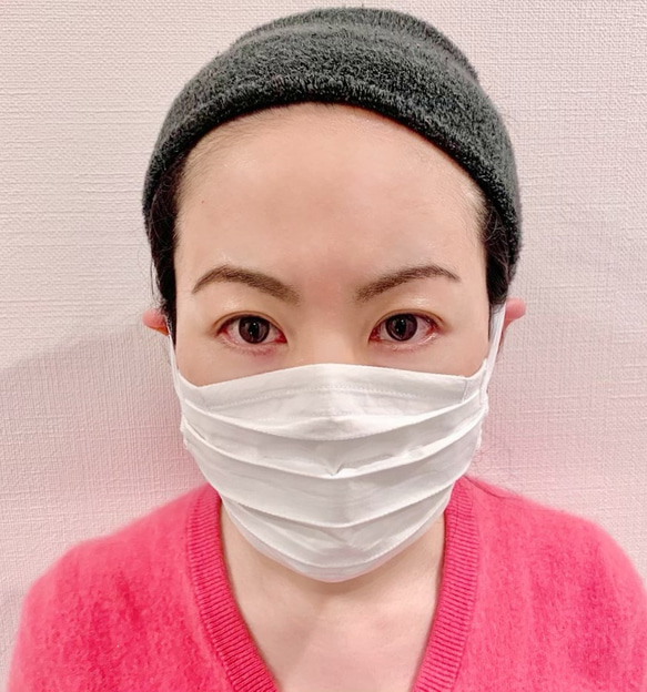 【在庫のみ終了】布マスク　スモールサイズ　綿×シルク　プリーツ型 7枚目の画像