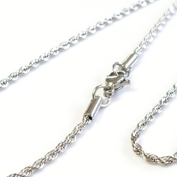 送料無料◆45cm サージカルステンレスロープチェーンネックレス シルバー 2枚目の画像