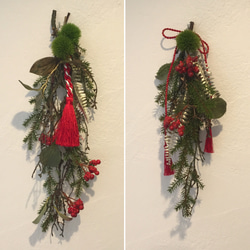 枝垂れ松と赤い実のお正月飾り お得な大小2個セット 10枚目の画像