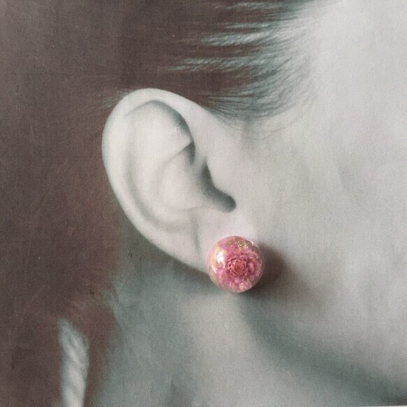 16KGP 千日紅耳環 pink 第3張的照片