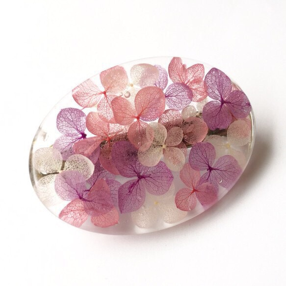 紫陽花バレッタ pink&lavender M-size 2枚目の画像