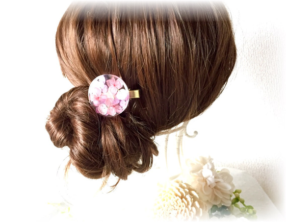 紫陽花circle ヘアクリップ pinklavender 2枚目の画像