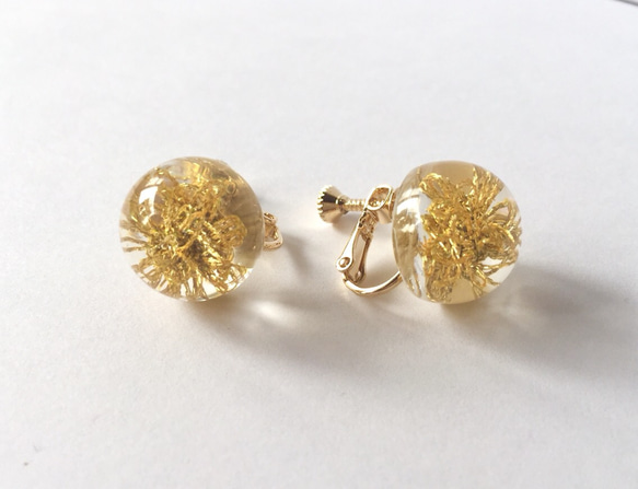 16KGP 金糸華earring/pierce dome 1枚目の画像