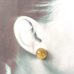 16KGP 金糸華earring/pierce dome 4枚目の画像