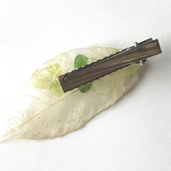 透明リーフ&紫陽花ヘアクリップ green 3枚目の画像