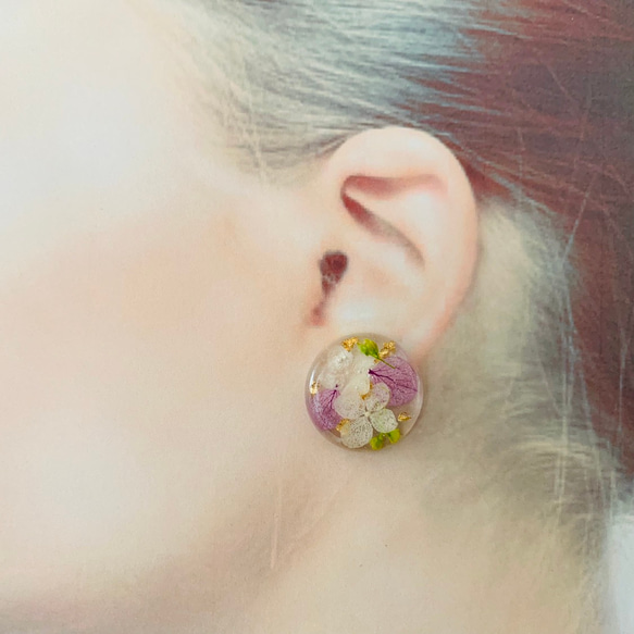 【Creema限定】16KGP 紫陽花＊circle pierce/earring 3枚目の画像