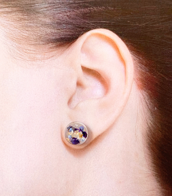 『Creema限定』16KGP clear-blue pierce/earring 2枚目の画像