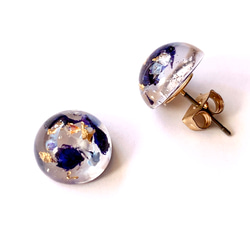 『Creema限定』16KGP clear-blue pierce/earring 3枚目の画像