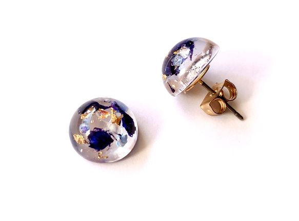 『Creema限定』16KGP clear-blue pierce/earring 3枚目の画像