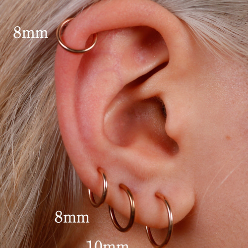 イエローアガット 天然石 16G 軟骨ピアス ローズゴールド