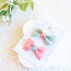 うさみみリボンとパッチンピン親子セット❁リバティプリント使用