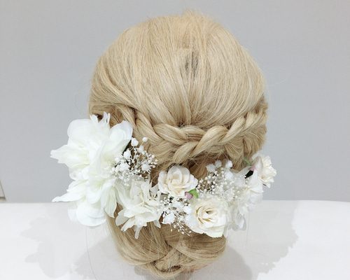 ふわふわダリアのヘッドドレス／成人式／髪飾り／前撮り／ウェディング