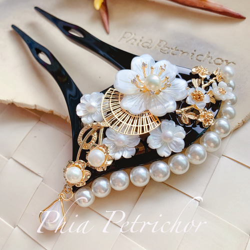 簪 和 K24GP 桜 かんざし バチ型 パール 簪 着物 髪飾り 留袖 着物