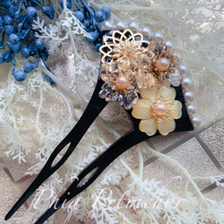 お正月 簪 和 K24GP 桜 かんざし バチ型  パール 簪 着物 髪飾り 留袖 着物 成人式 結婚式 卒業式 5枚目の画像