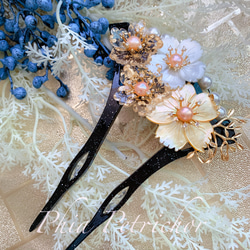 お正月 簪 和 K24GP 桜 かんざし バチ型  パール 簪 着物 髪飾り 留袖 着物 成人式 結婚式 卒業式 2枚目の画像