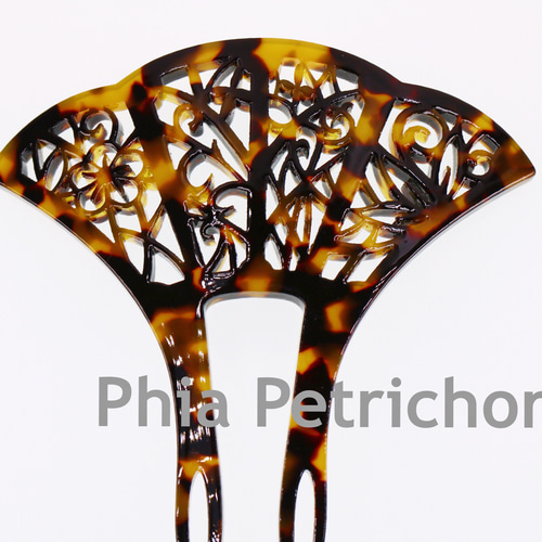 簪 和 かんざし べっ甲調 大ぶり 透かし彫り 髪飾り 成人式 バチ型簪