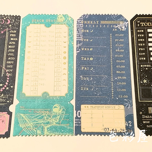 再販3✩20枚入 (宇宙空間)1 week ticket/チケット 箔押し 紙モノ