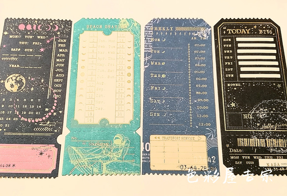 再販３✩２０枚入　(地球飛行)1 week ticket/チケット　箔押し　紙モノ　ジャンクジャーナル 　色彩屋吉宗 3枚目の画像