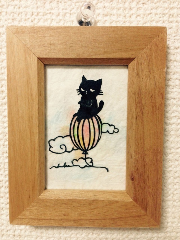 ミニ切り絵：なまいき猫ちゃん風船 切り絵 ナツさん@助太刀工房無銘