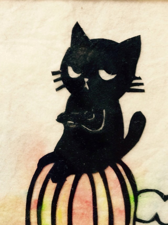 ミニ切り絵：なまいき猫ちゃん風船 2枚目の画像