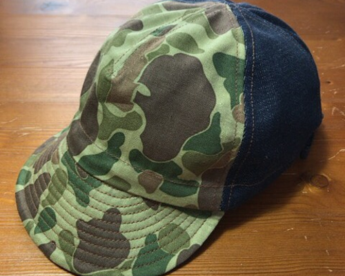 受注製作＞岡山産セルビッチデニム×ダックカモ cycle cap