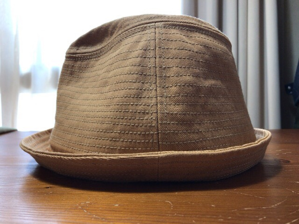 ＜受注製作＞デッドストック米国製コットンツイル crasher hat クラッシャー中折れ（希望サイズで作ります。） 1枚目の画像